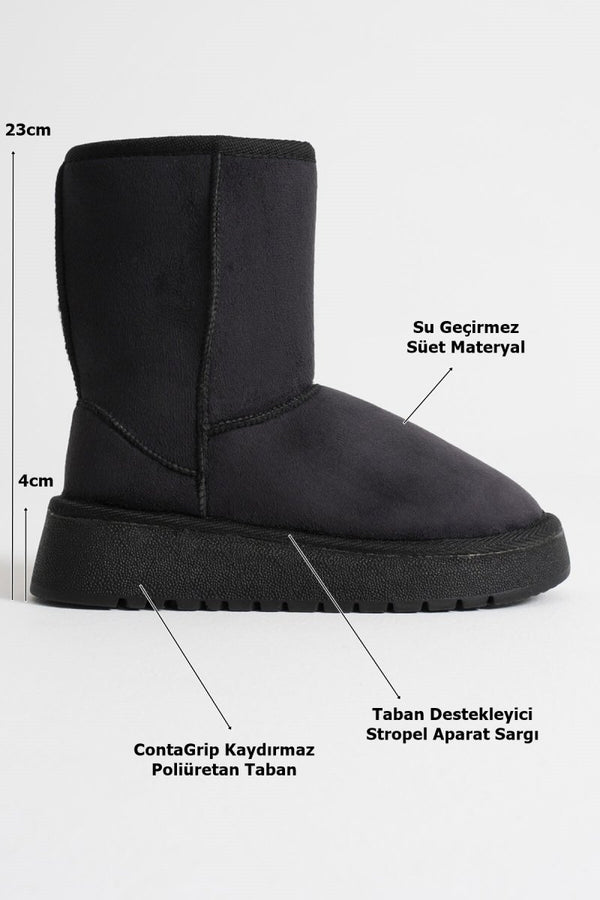 Scarpax Anisa Kadın Siyah Kışlık Kürklü Bot
