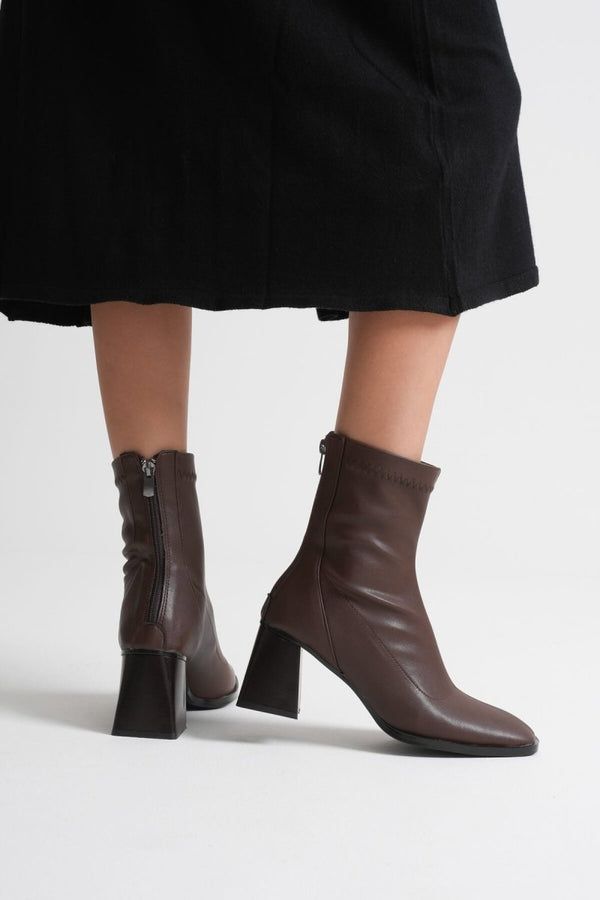 Scarpax Arvena Acı Kahve Kalın Topuklu Streç Bot