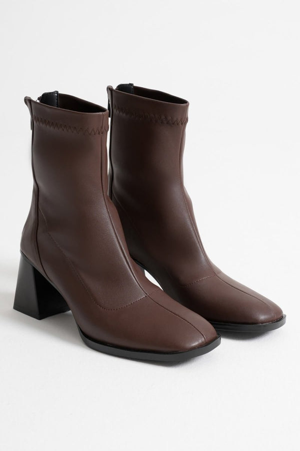 Scarpax Arvena Acı Kahve Kalın Topuklu Streç Bot