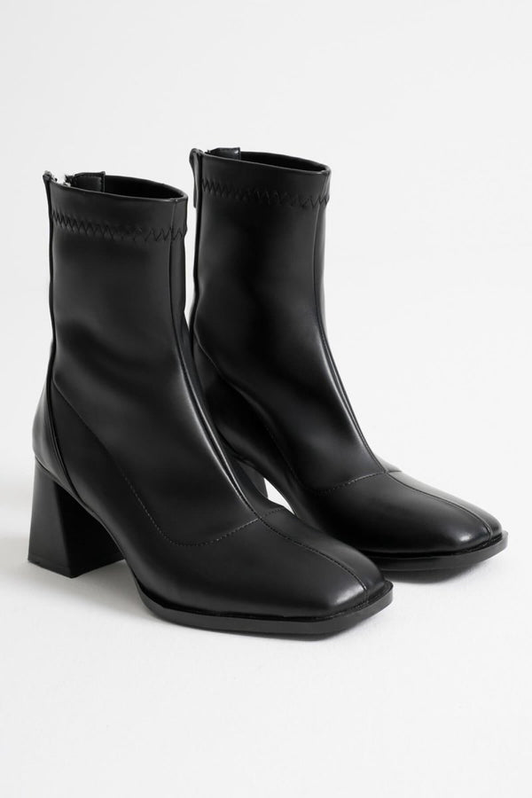 Scarpax Arvena Siyah Kalın Topuklu Streç Bot