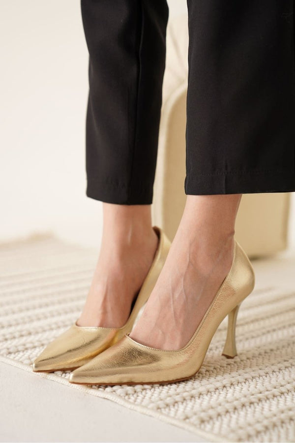 Scarpax Blade Altın Rugan Kadın Stiletto