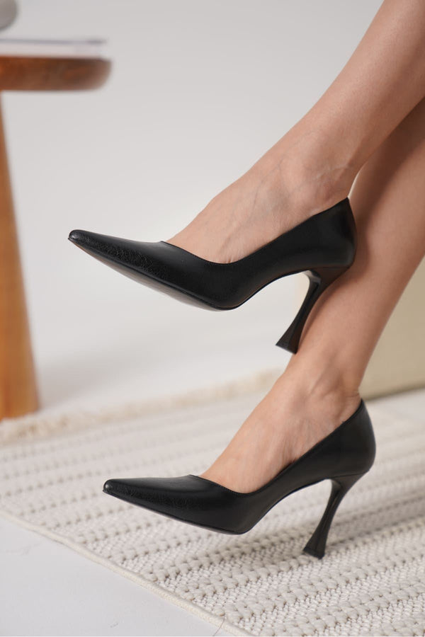 Scarpax Blade Siyah Cilt Kadın Stiletto - SCARPAX