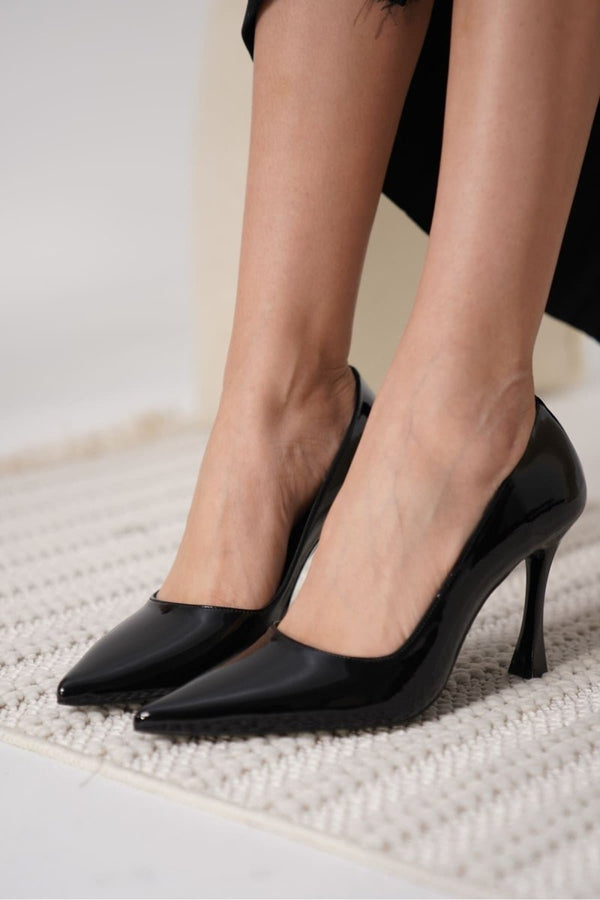 Scarpax Blade Siyah Rugan Kadın Stiletto