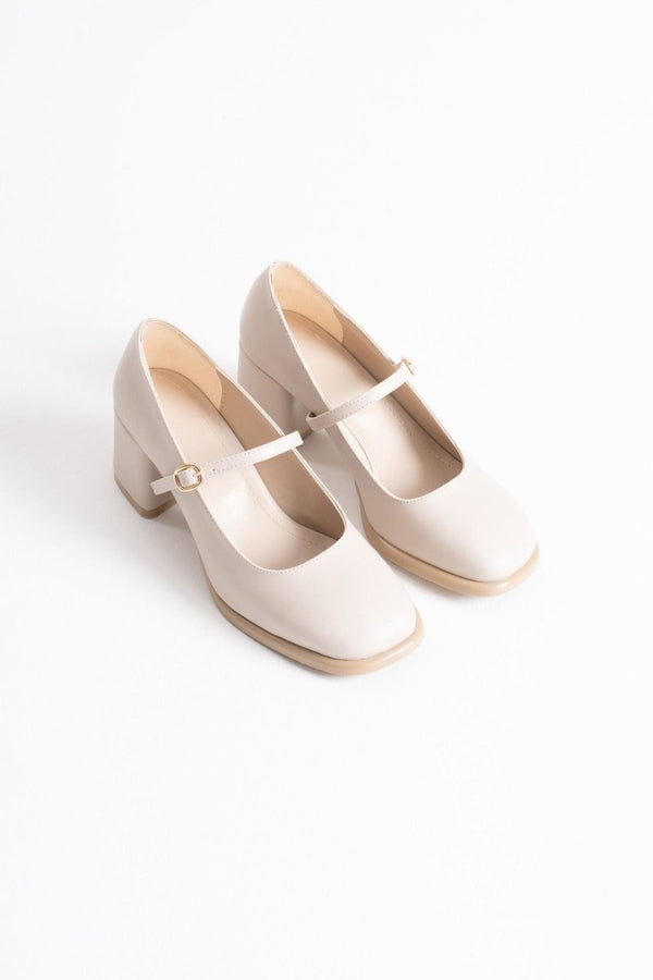 Scarpax Blown Bej Cilt Kadın Topuklu Ayakkabı