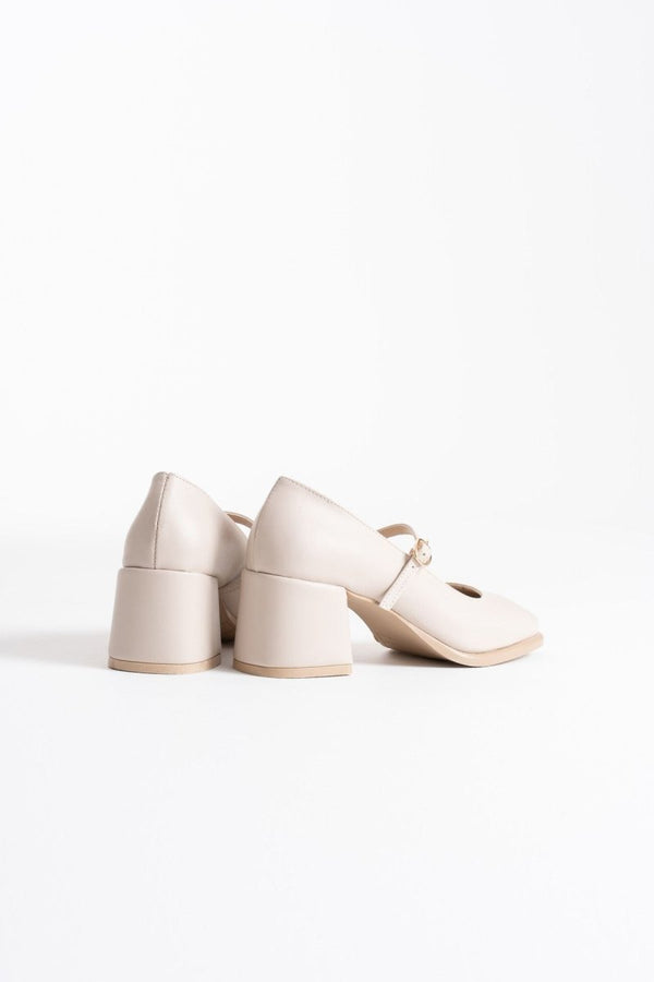 Scarpax Blown Bej Cilt Kadın Topuklu Ayakkabı