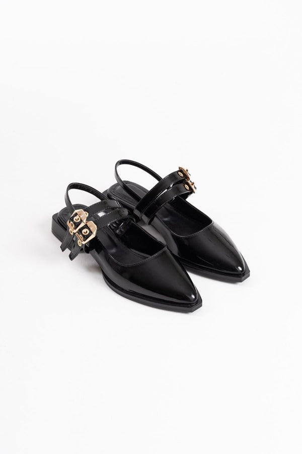 Scarpax Blues Siyah Rugan Kemer Detaylı Kadın Topuklu Ayakkabı