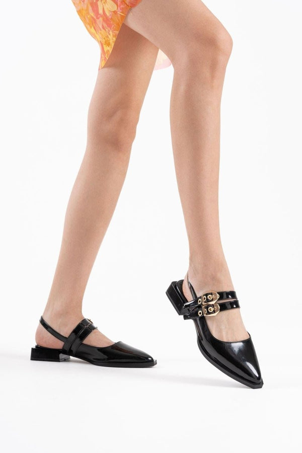 Scarpax Blues Siyah Rugan Kemer Detaylı Kadın Topuklu Ayakkabı