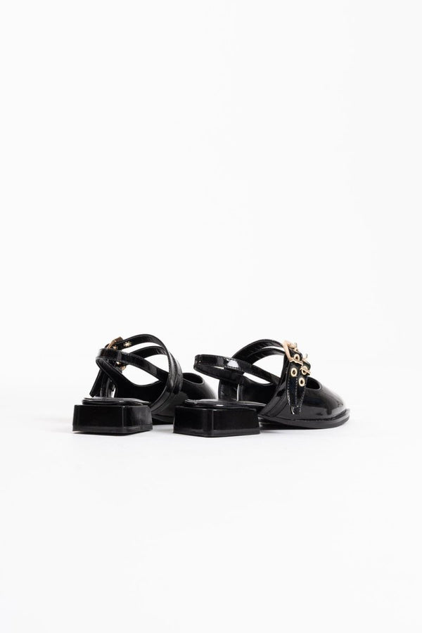 Scarpax Blues Siyah Rugan Kemer Detaylı Kadın Topuklu Ayakkabı