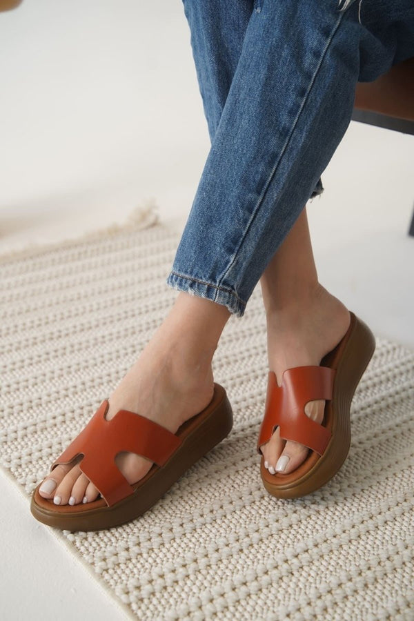 Scarpax Borlina Kiremit Hakiki Deri Terlik