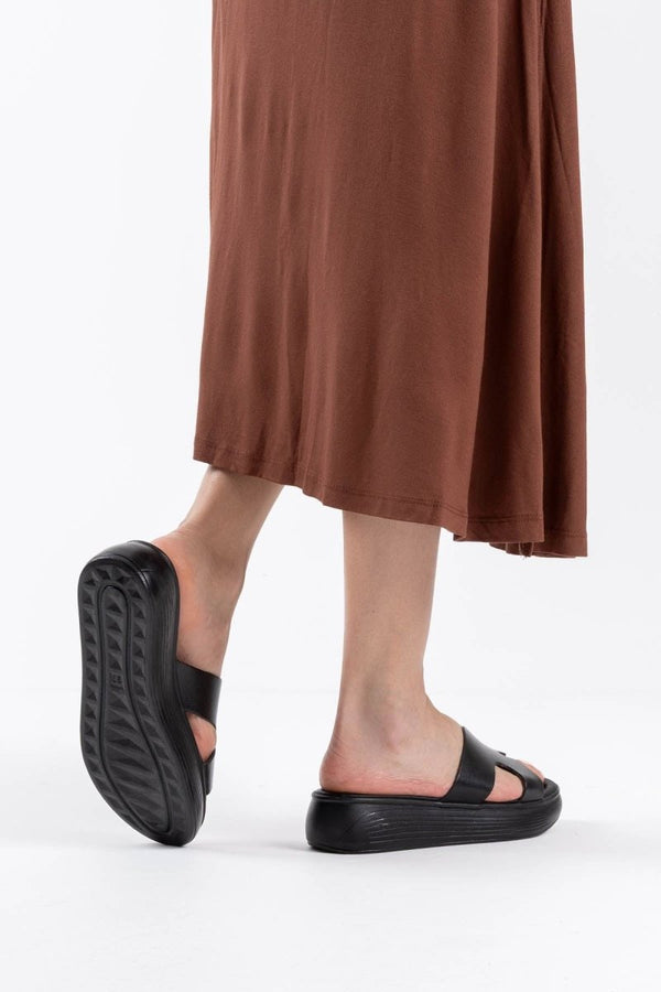 Scarpax Borlina Siyah Hakiki Deri Terlik