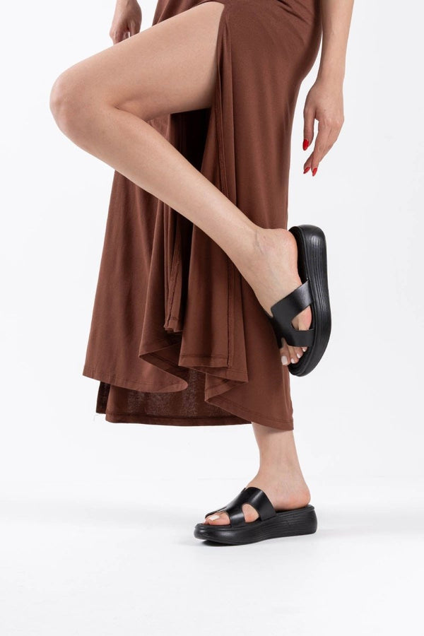 Scarpax Borlina Siyah Hakiki Deri Terlik