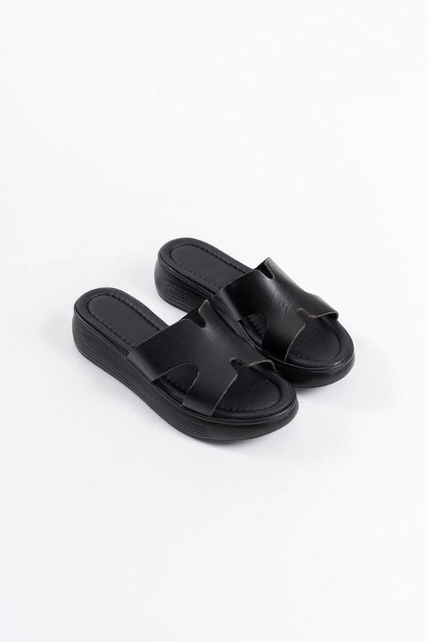 Scarpax Borlina Siyah Hakiki Deri Terlik