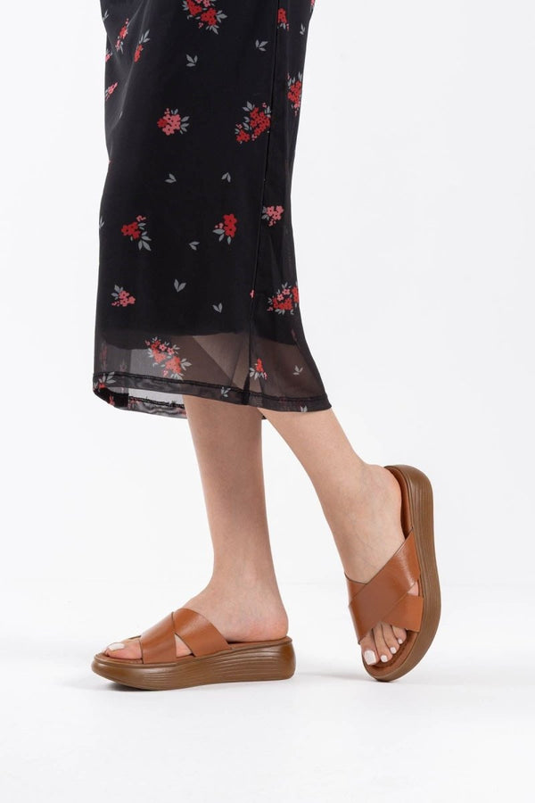 Scarpax Borlina Taba Hakiki Deri Terlik