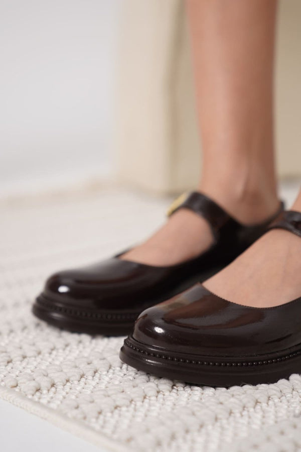 Scarpax Briana Acı Kahve Rugan Mary Jane Ayakkabı