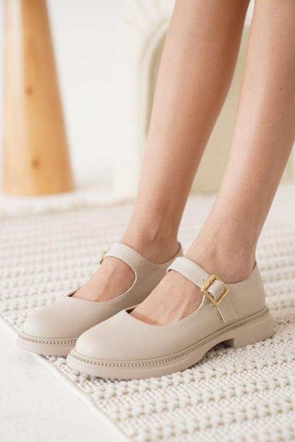 Scarpax Briana Bej Gunluk Mary Jane Ayakkabı