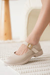 Scarpax Briana Bej Rugan Toka Detaylı Mary Jane Ayakkabı