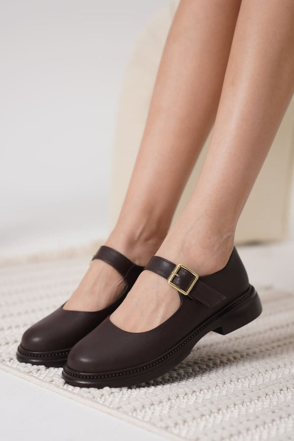 Scarpax Briana Acı Kahve Gunluk Mary Jane Ayakkabı