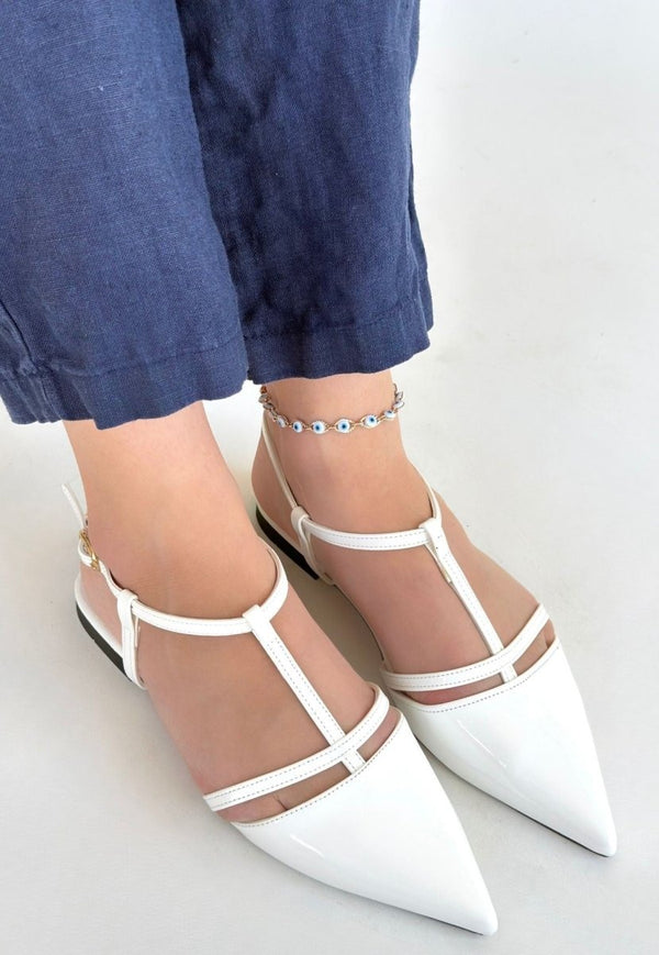 Scarpax Canca Beyaz Rugan Babet Ayakkabı