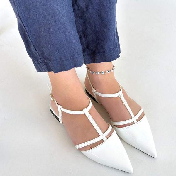 Scarpax Canca Beyaz Rugan Babet Ayakkabı