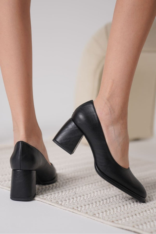 Scarpax Candie Siyah Cilt Kadın Stiletto