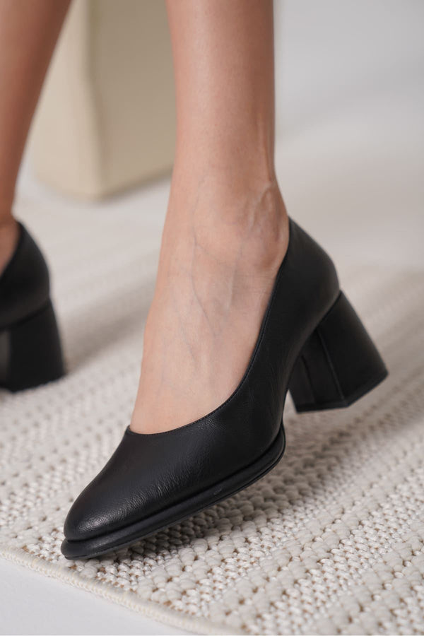 Scarpax Candie Siyah Cilt Kadın Stiletto - SCARPAX