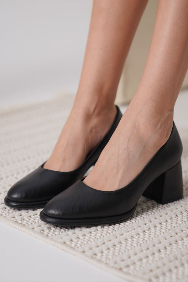 Scarpax Candie Siyah Cilt Kadın Stiletto
