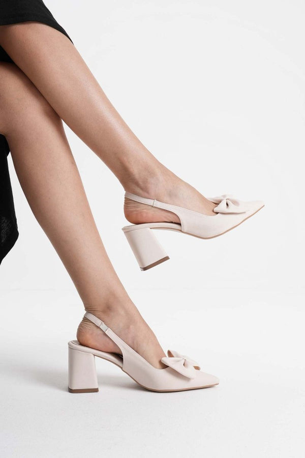 Scarpax Candy Bej Kadın Topuklu Ayakkabı
