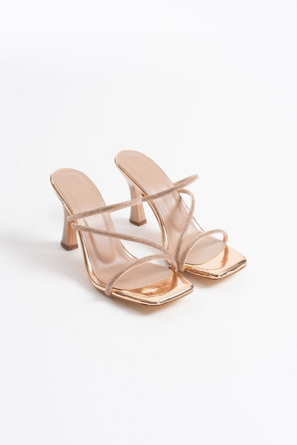 Scarpax Capella Altın Taşlı Topuklu Kadın Terlik