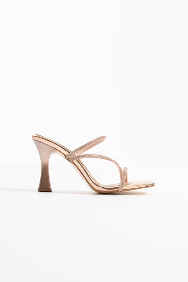 Scarpax Capella Altın Taşlı Topuklu Kadın Terlik