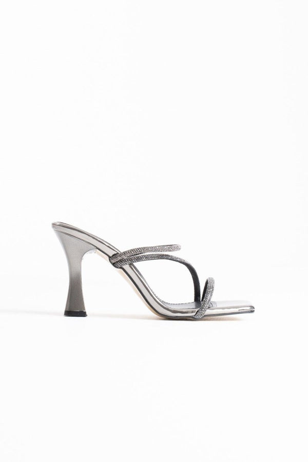 Scarpax Capella Platin Taşlı Topuklu Kadın Terlik