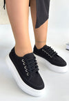 Scarpax Carin Siyah Keten Bağcıklı Spor Ayakkabı