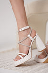 Scarpax Carmen Kadın Beyaz Topuklu Sandalet