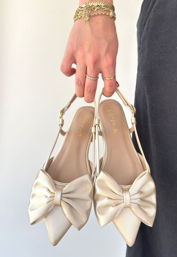 Scarpax Cenya Bej Saten Babet Ayakkabı