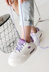 Scarpax Chris Beyaz Cilt Lila Detaylı Bağcıklı Spor Ayakkabı