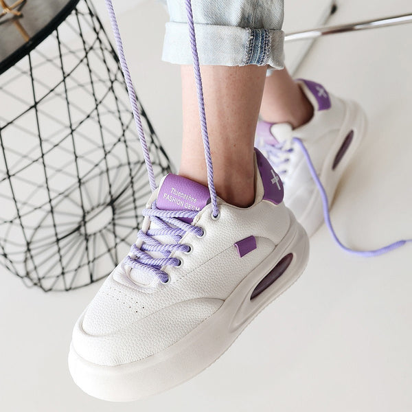 Scarpax Chris Beyaz Cilt Lila Detaylı Bağcıklı Spor Ayakkabı