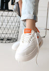 Scarpax Chris Beyaz Cilt Turuncu Detaylı Bağcıklı Spor Ayakkabı