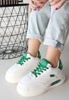Scarpax Chris Beyaz Cilt Yeşil Detaylı Bağcıklı Spor Ayakkabı