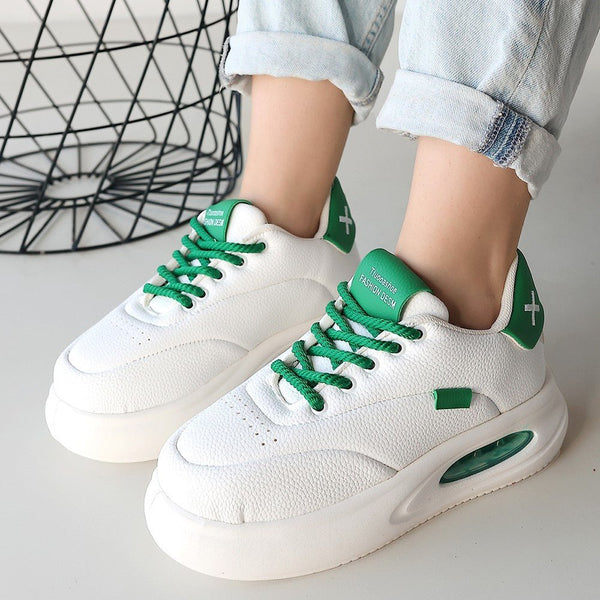 Scarpax Chris Beyaz Cilt Yeşil Detaylı Bağcıklı Spor Ayakkabı