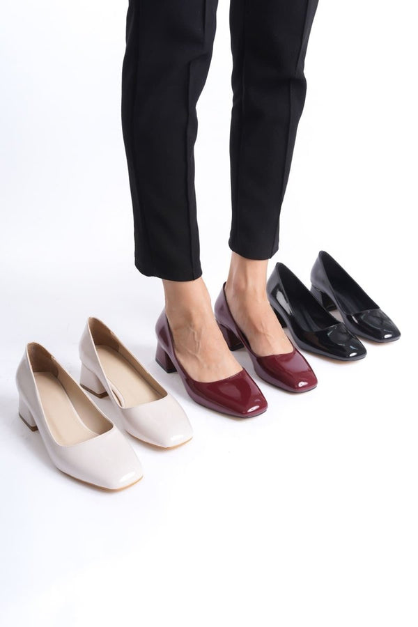 Scarpax Clay Kadın Siyah Rugan Topuklu Ayakkabı