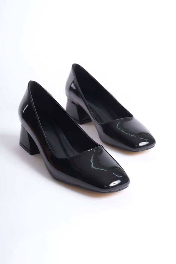 Scarpax Clay Kadın Siyah Rugan Topuklu Ayakkabı