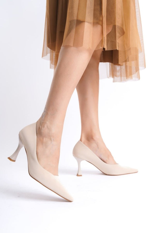 Scarpax Cordelia Kadın Bej Saten Stiletto