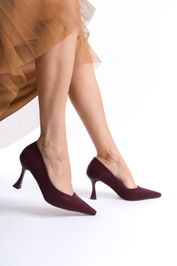 Scarpax Cordelia Kadın Bordo Saten Stiletto - SCARPAX