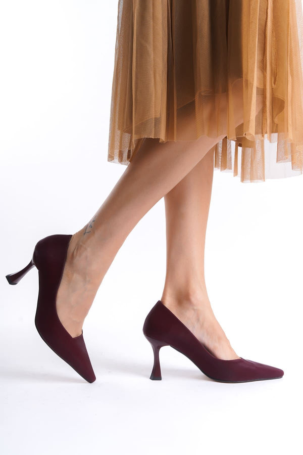 Scarpax Cordelia Kadın Bordo Saten Stiletto - SCARPAX