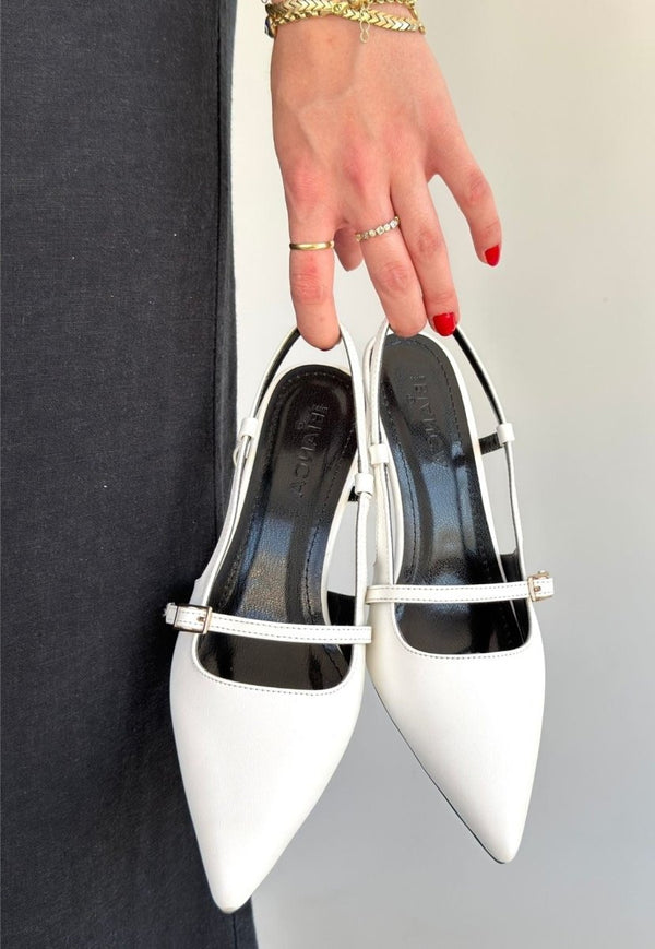 Scarpax Darina Beyaz Cilt Topuklu Ayakkabı