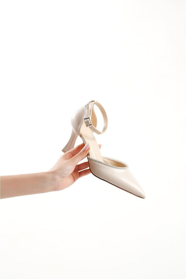 Scarpax Darla Taşlı Kadın Bej Topuklu Ayakkabı