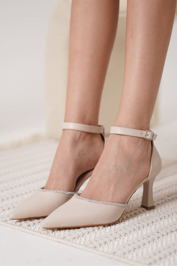 Scarpax Darla Taşlı Kadın Bej Topuklu Ayakkabı