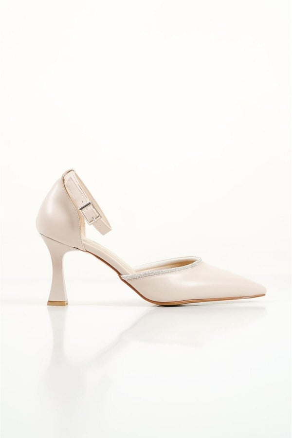 Scarpax Darla Taşlı Kadın Bej Topuklu Ayakkabı