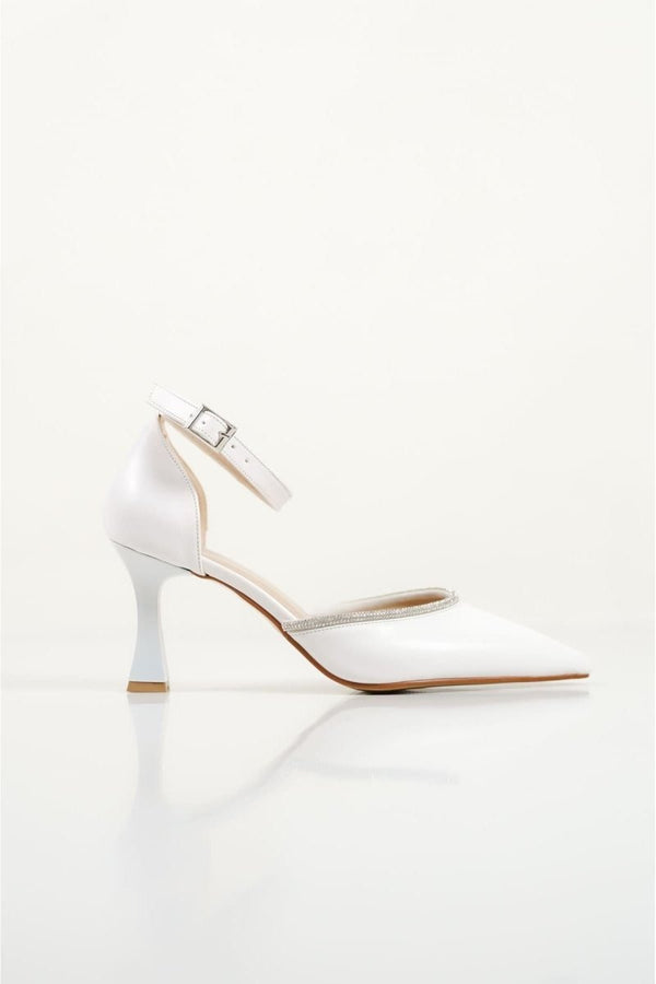 Scarpax Darla Taşlı Kadın Beyaz Topuklu Ayakkabı