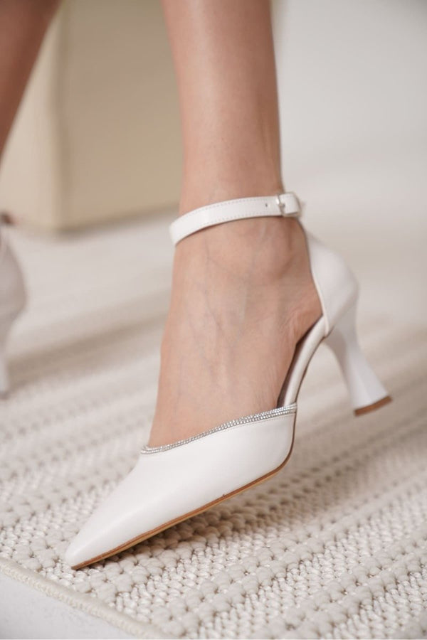 Scarpax Darla Taşlı Kadın Beyaz Topuklu Ayakkabı