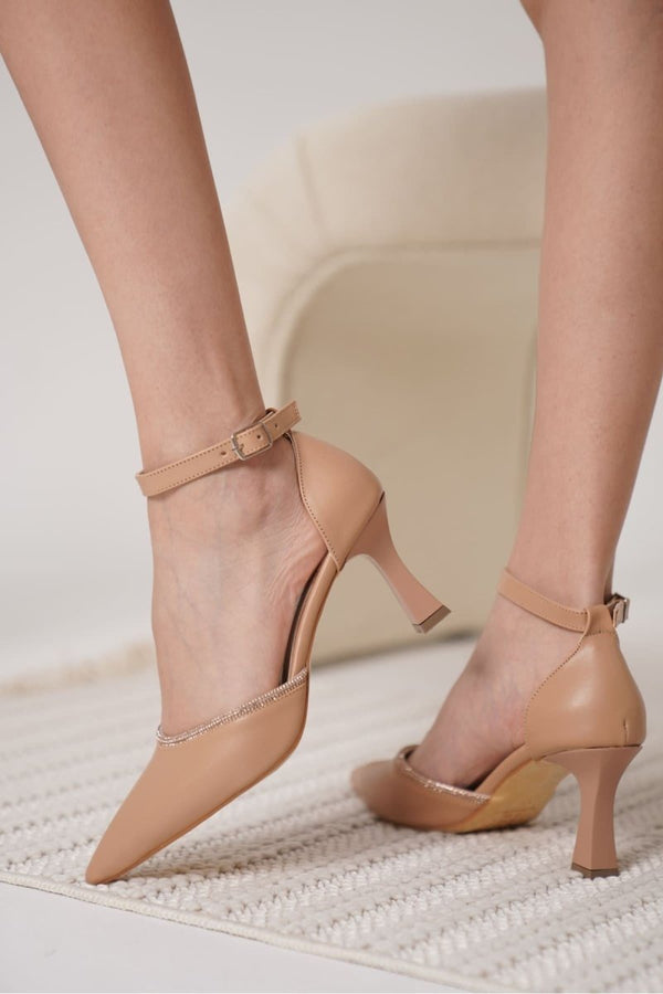 Scarpax Darla Taşlı Kadın Nude Topuklu Ayakkabı